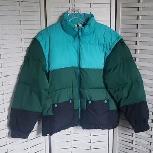 Lego youth block color blue/green puff comvertible jacket-vest size XL